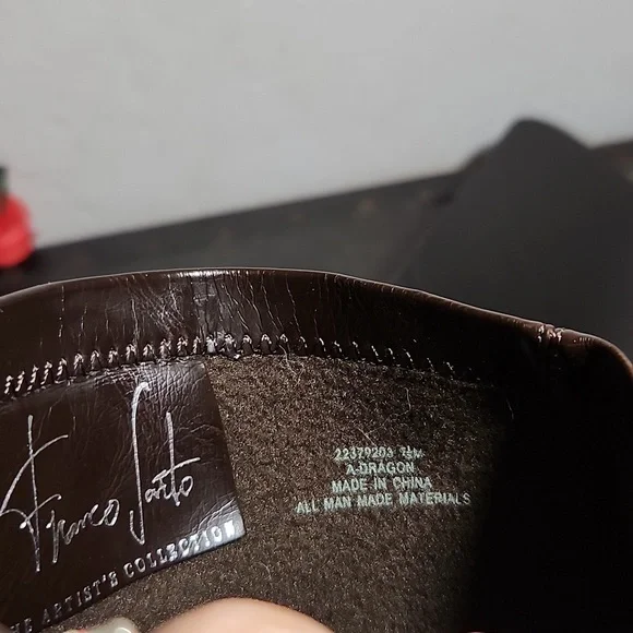 FRANCO SARTO Man Made Thin Patent Pull On Buckle Detail Heelwd Boot 7.5M - Picture 16 of 16